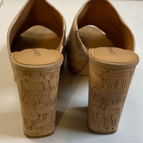 NIB Lisa Vicky Women's Joy V Camel Tan Kid Suede Mule Sandal Heel - Size 8 - Picture 8 of 10